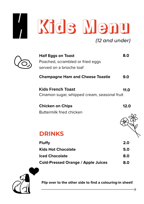 Huddle Cafe menu board