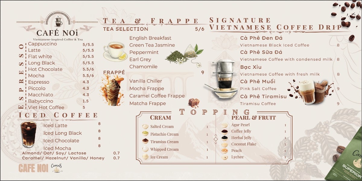 Cafe Noi menu board