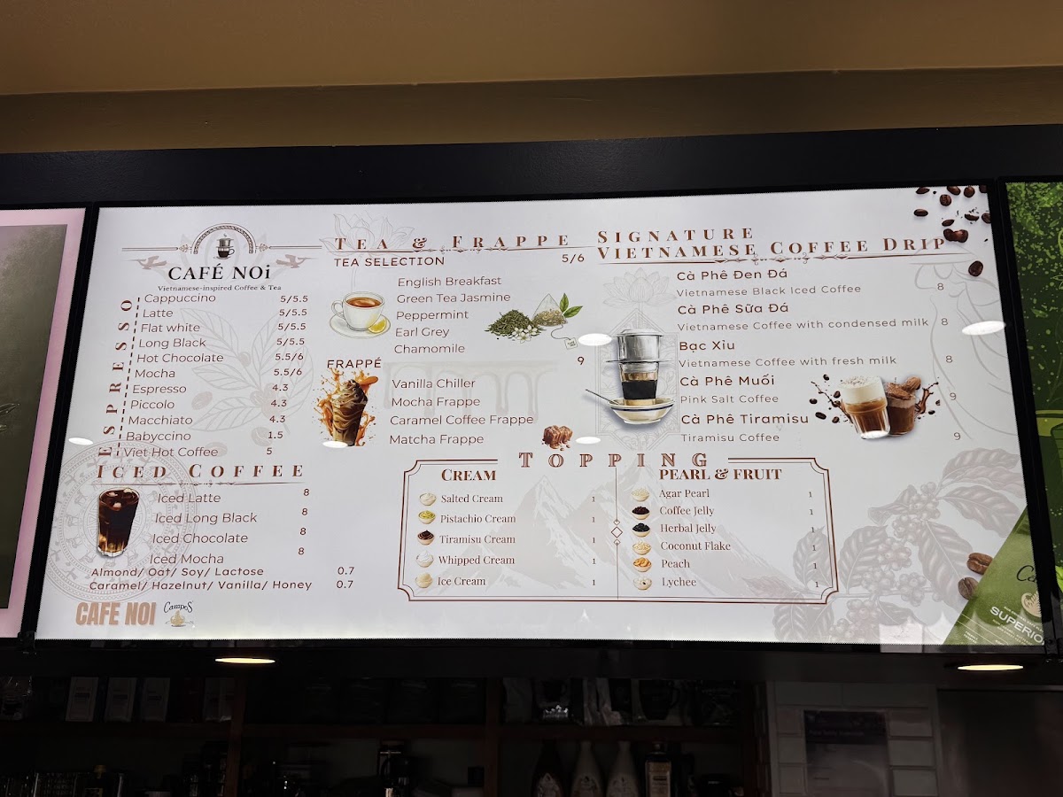 Cafe Noi menu board