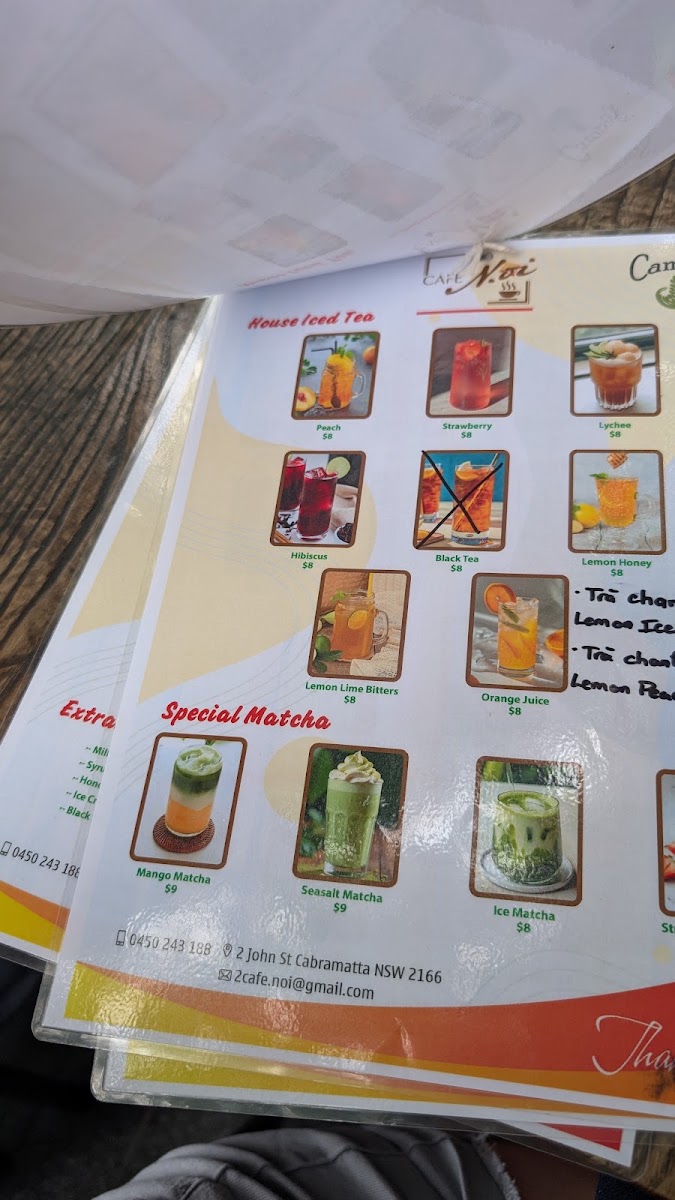Cafe Noi menu board