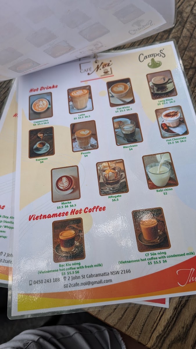 Cafe Noi menu board