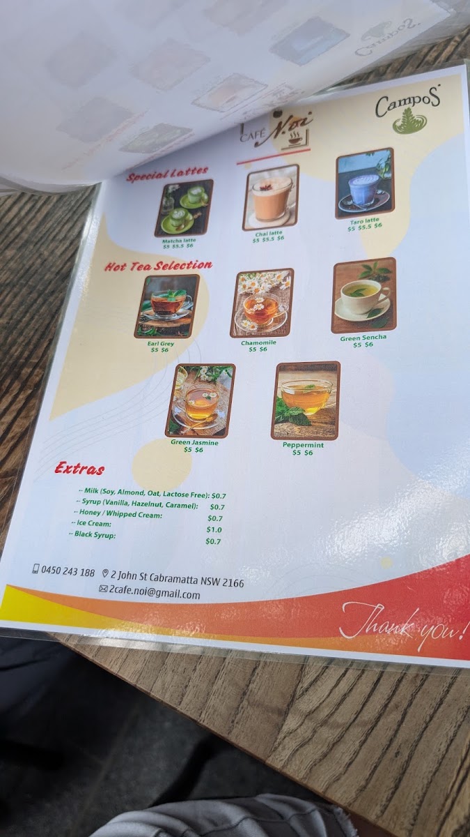 Cafe Noi menu board