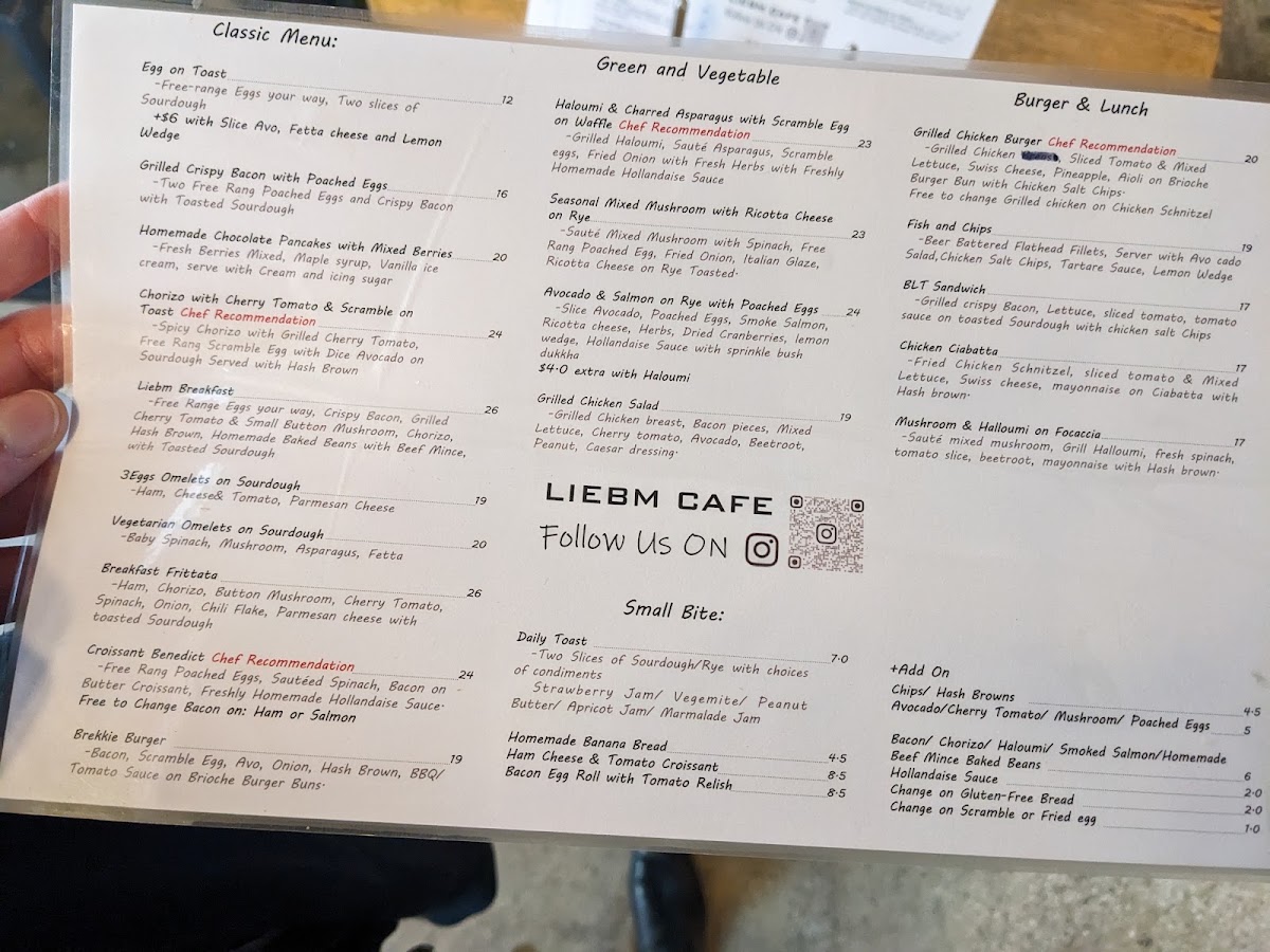 Cafe Liebm menu board