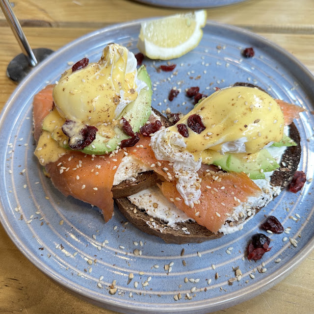 Smash Avocado on Rye with Poached Eggs