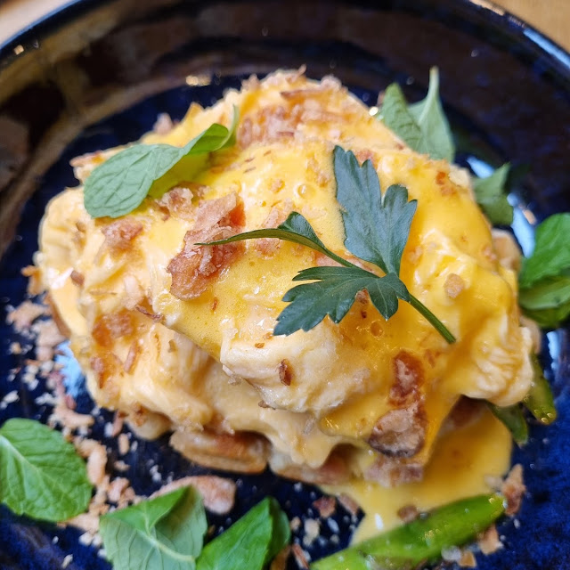 Halloumi and Charred Asparagus Waffles