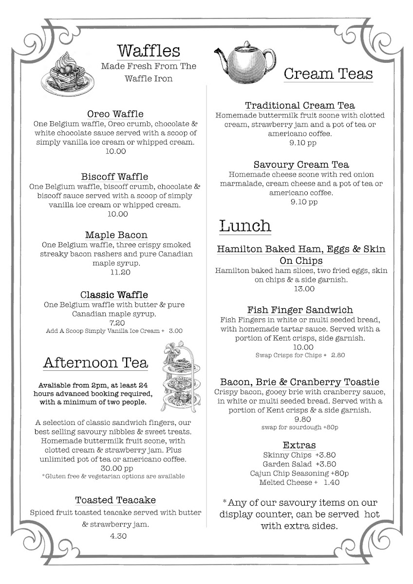 Hamilton Airfield Tearoom menu board