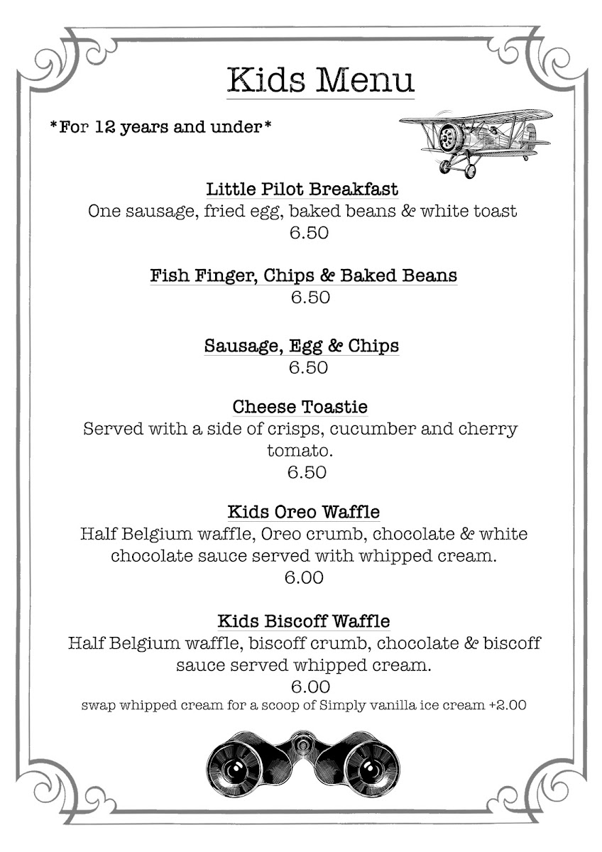 Hamilton Airfield Tearoom menu board