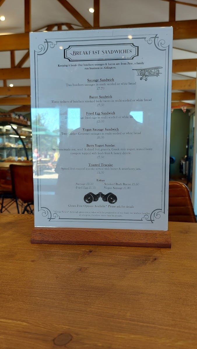 Hamilton Airfield Tearoom menu board