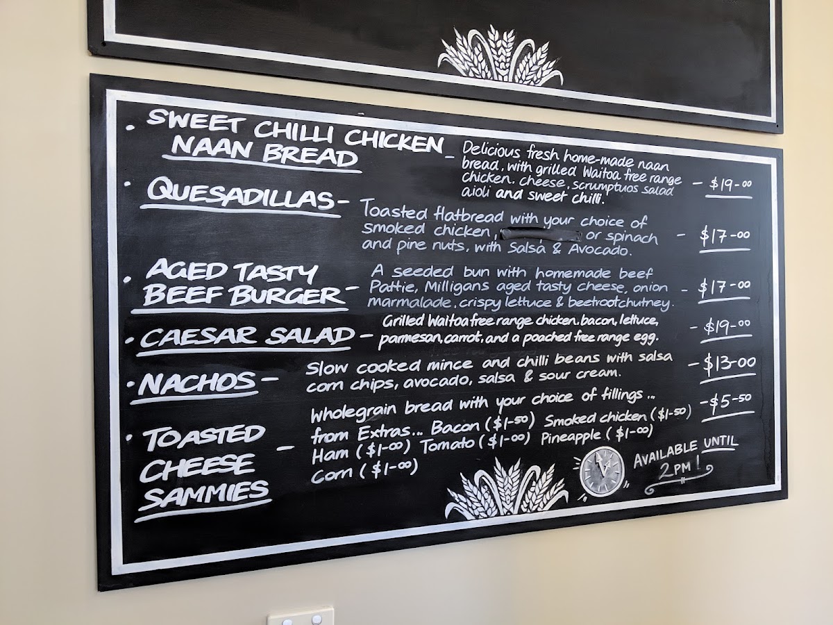 Milligans Cafe & Store menu board