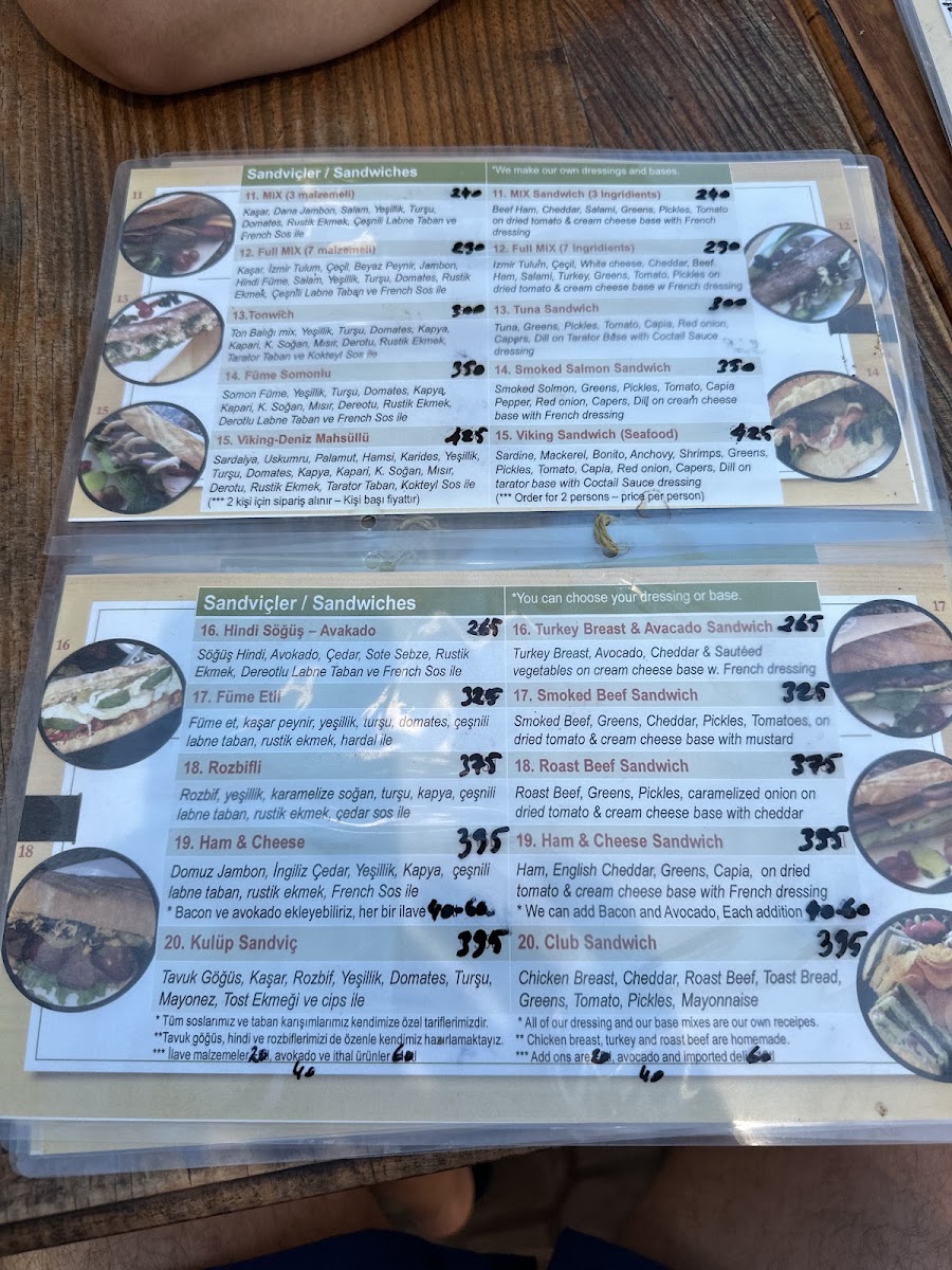 Dalyanese Sandwich & Snacks menu board