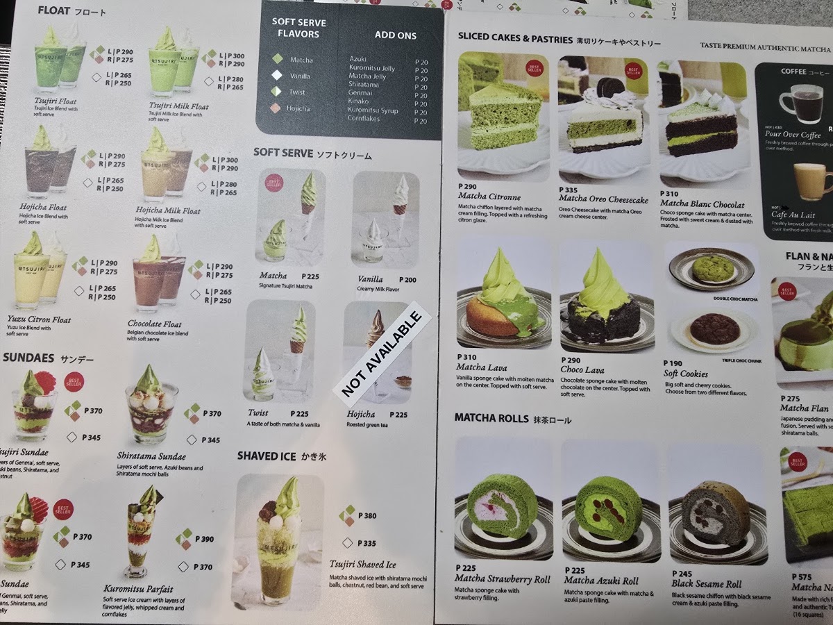 Tsujiri menu board