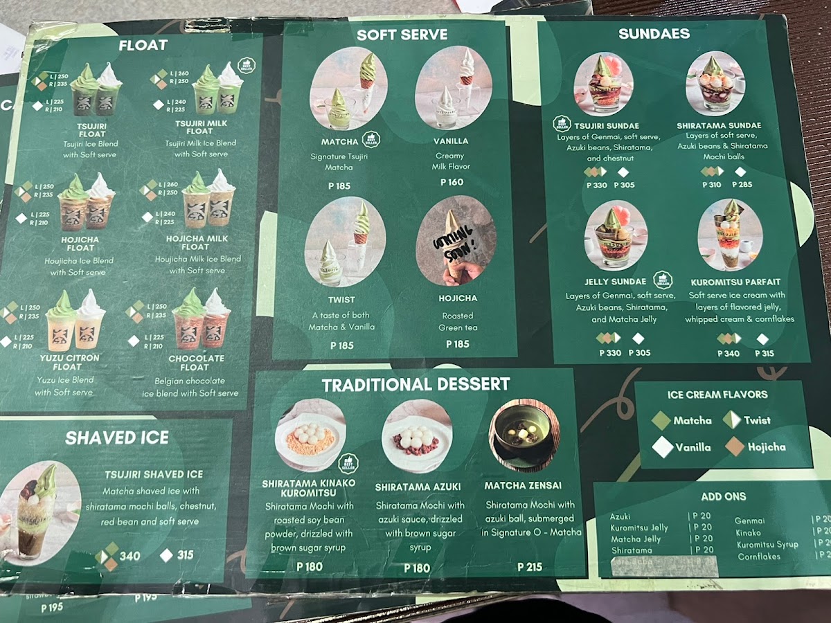 Tsujiri menu board