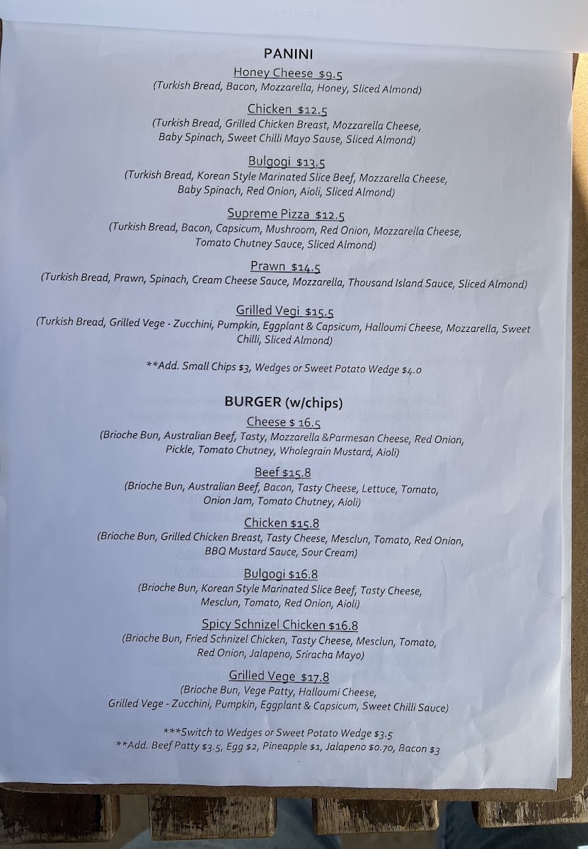 Dabang Coffee House menu board