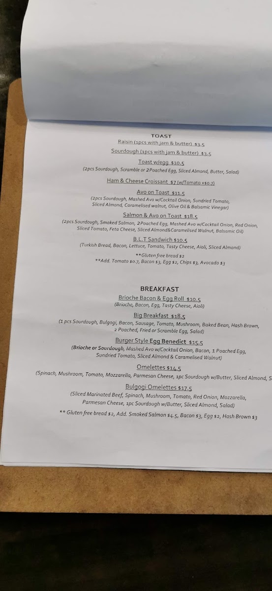 Dabang Coffee House menu board
