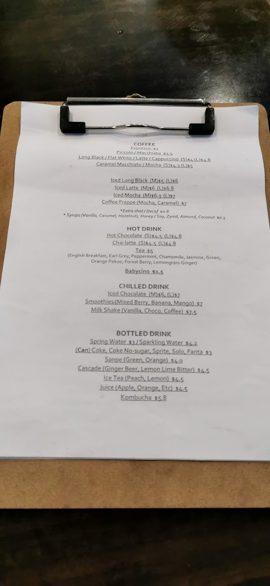 Dabang Coffee House menu board