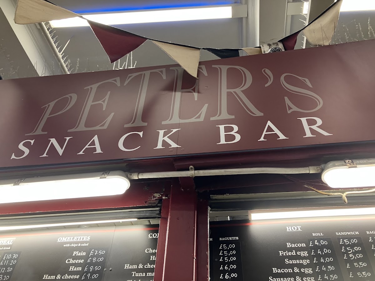Peter's Snack Bar menu board