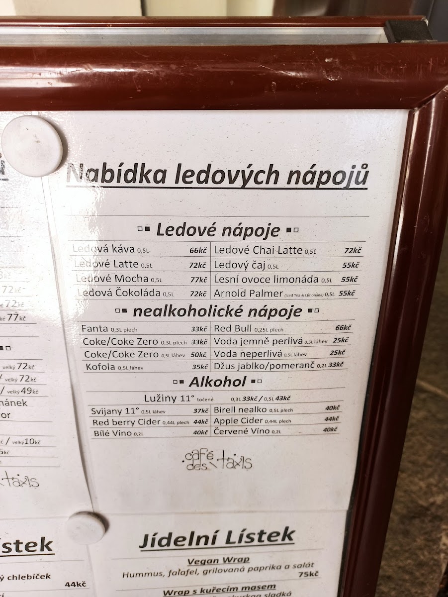 Cafe des Taxis menu board