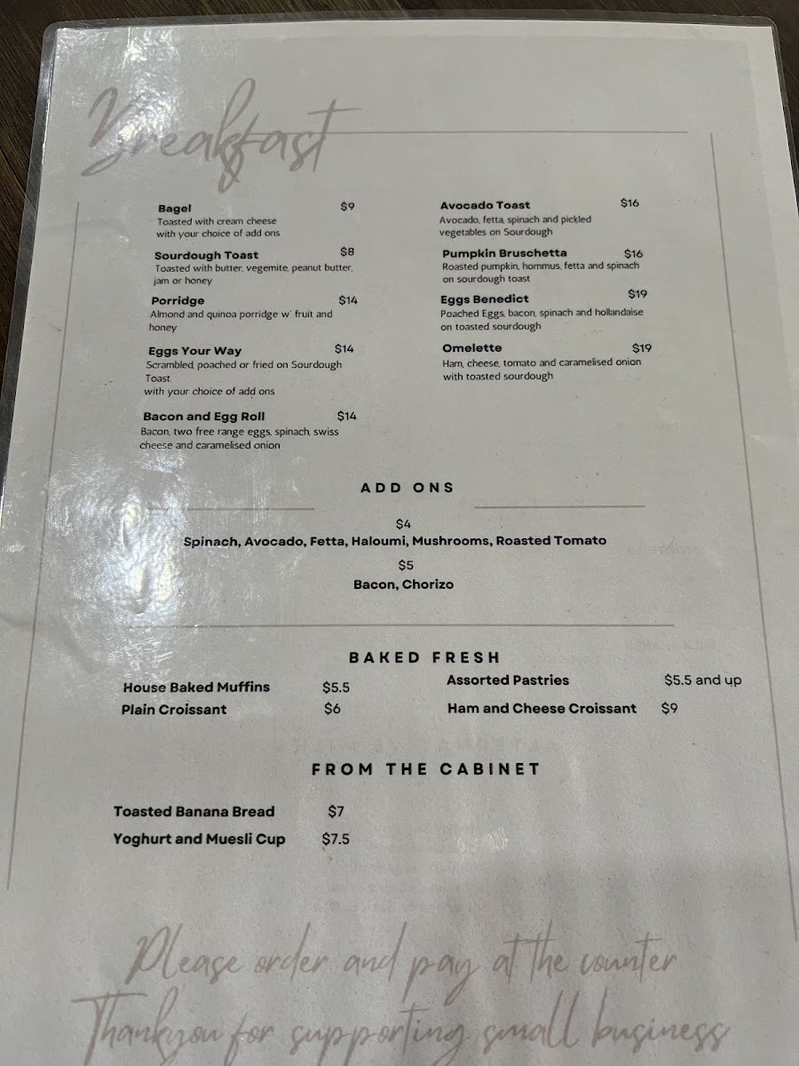 One Picket Fence menu board