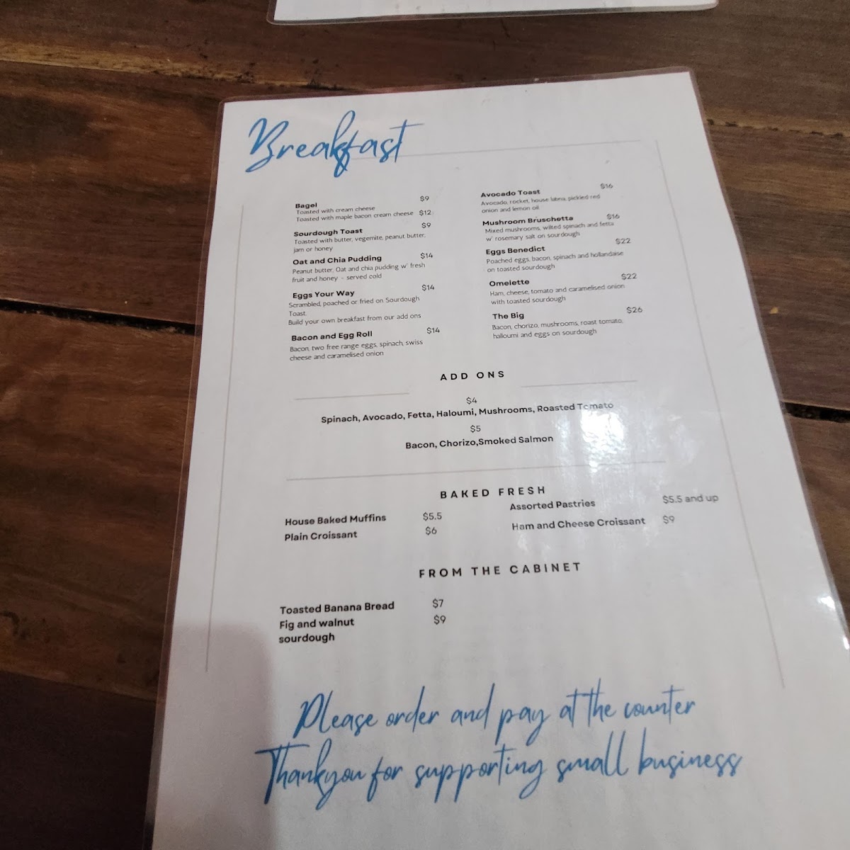 One Picket Fence menu board