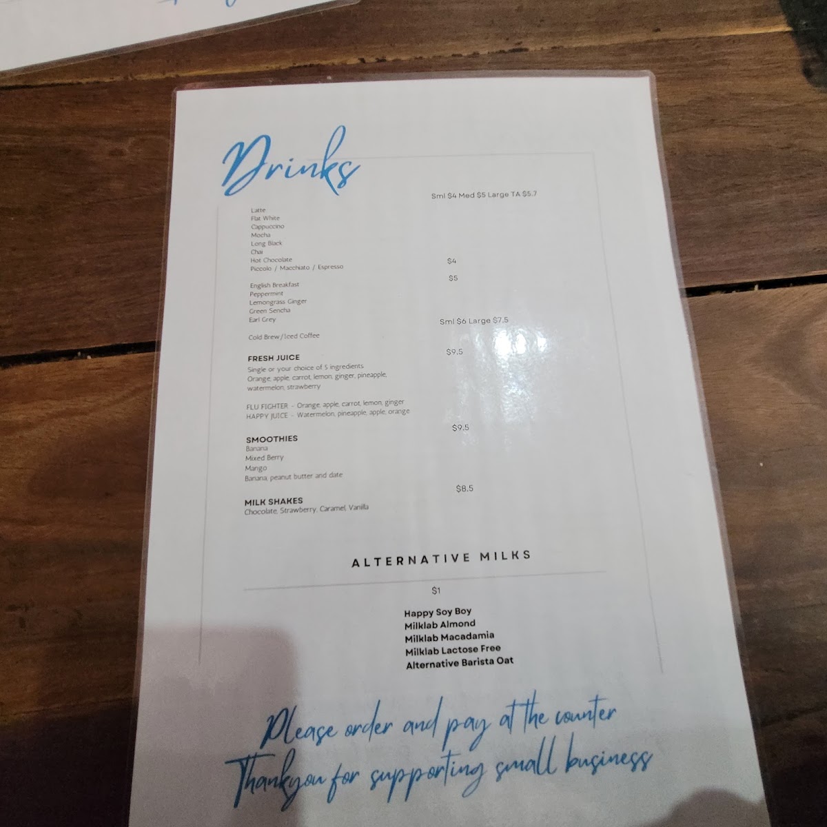 One Picket Fence menu board