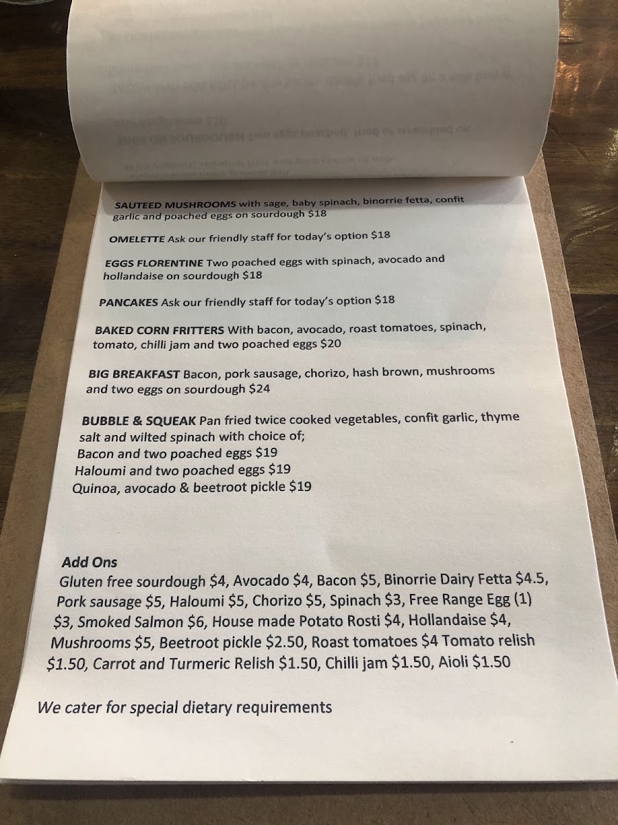 One Picket Fence menu board