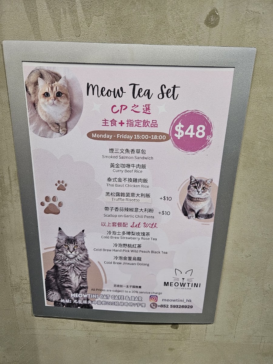 Meowtini 喵天尼 menu board