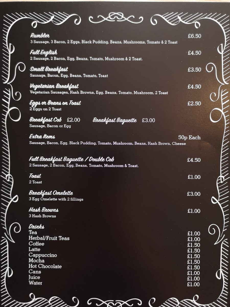 The Humble Rutland Cafe menu board