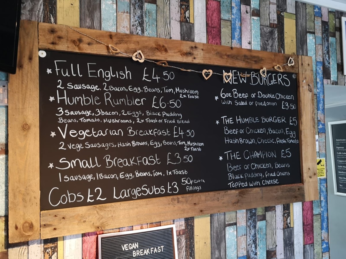 The Humble Rutland Cafe menu board