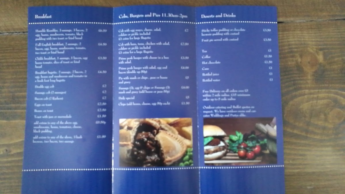 The Humble Rutland Cafe menu board