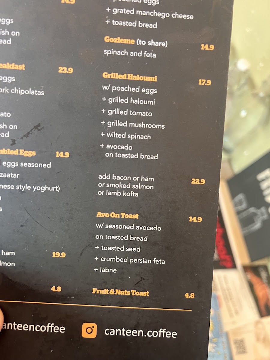 Canteen Coffee and Kitchen menu board