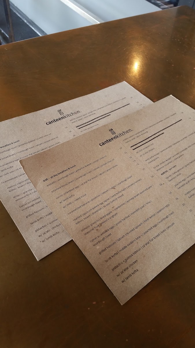Canteen Coffee and Kitchen menu board