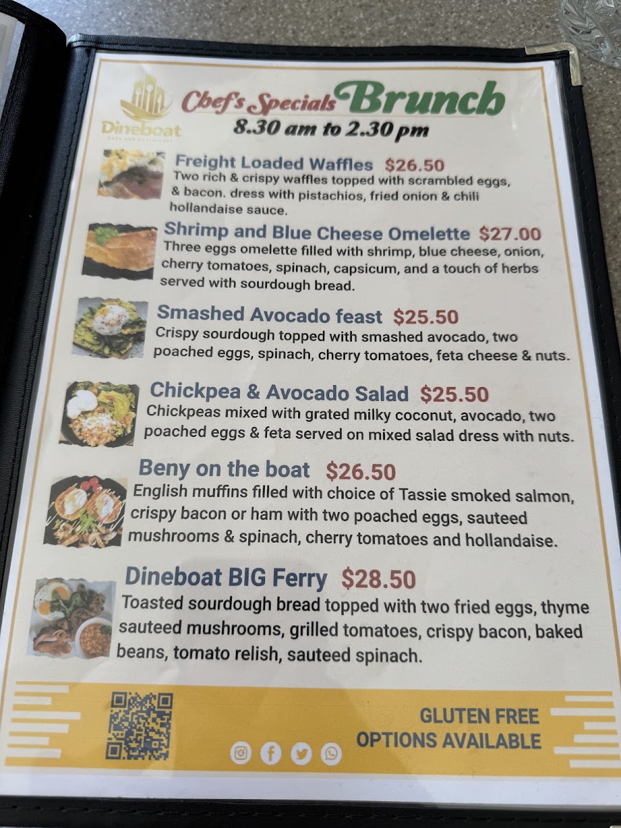 Dineboat cafe and Restaurant menu board