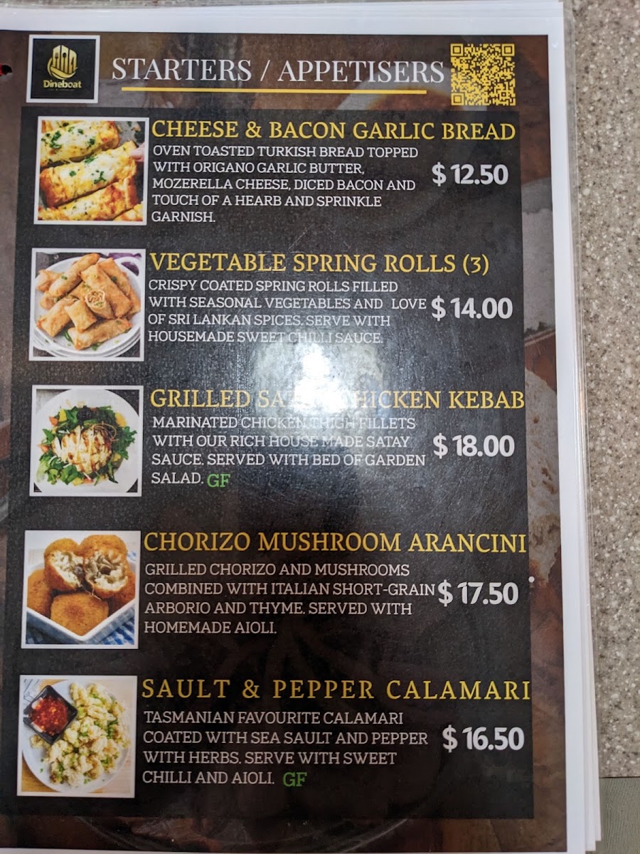 Dineboat cafe and Restaurant menu board
