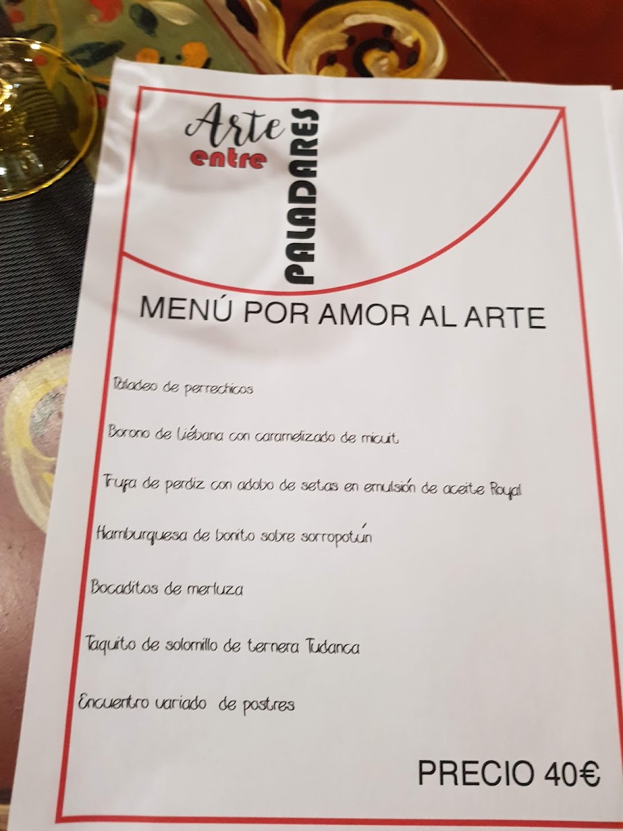Arte entre Paladares menu board