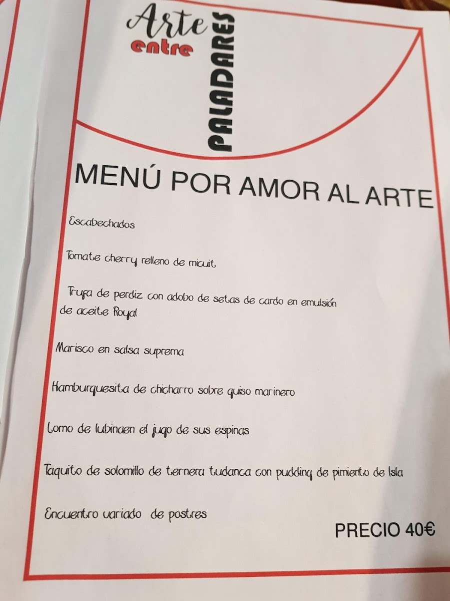 Arte entre Paladares menu board