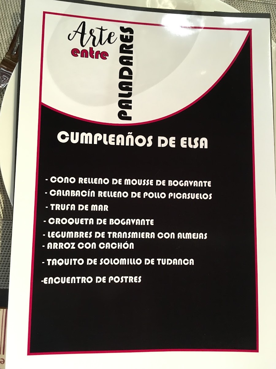 Arte entre Paladares menu board