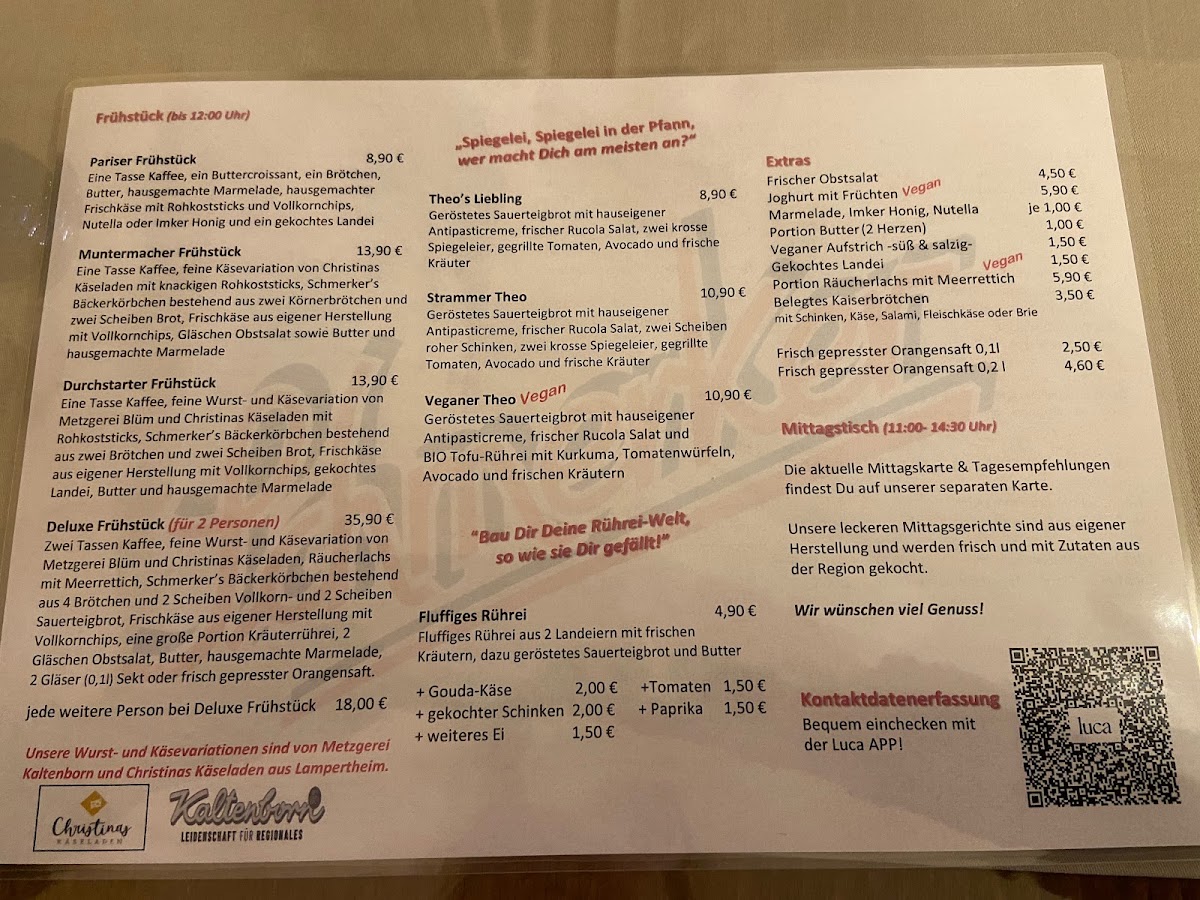 Café Konditorei Schmerker menu board