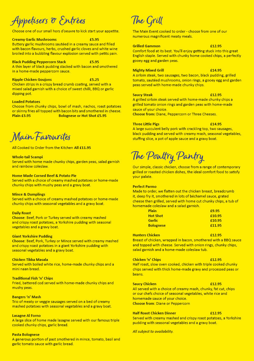 Cafe HQ Newton Aycliffe menu board