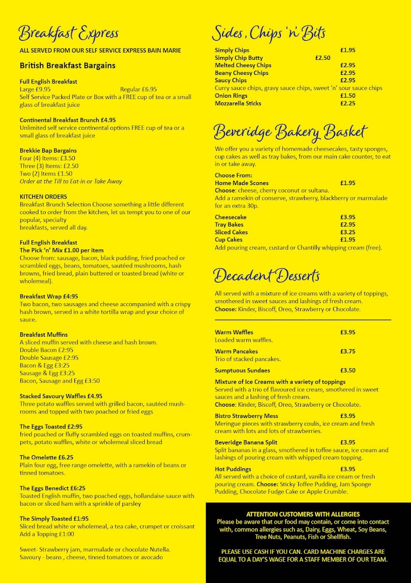 Cafe HQ Newton Aycliffe menu board
