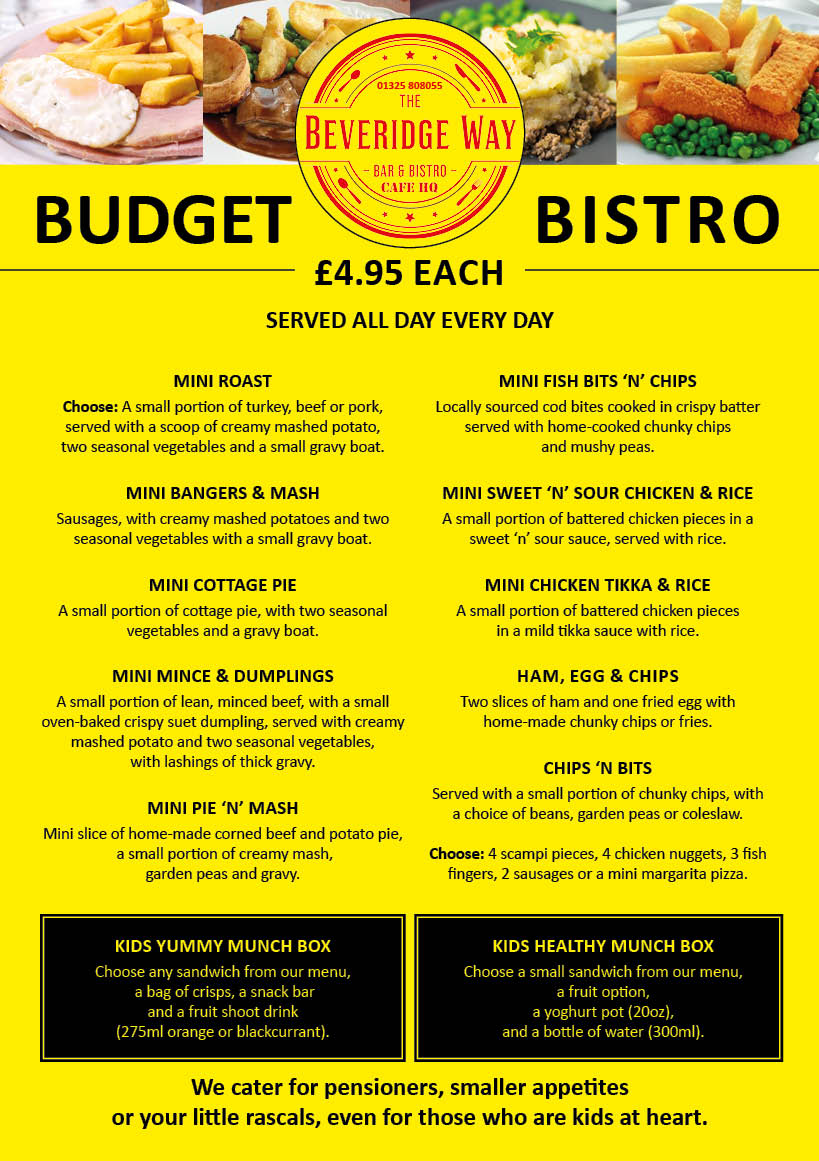 Cafe HQ Newton Aycliffe menu board