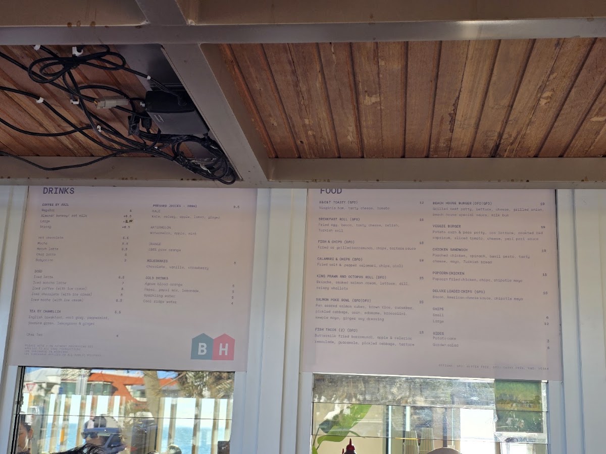 Beach House Brighton menu board