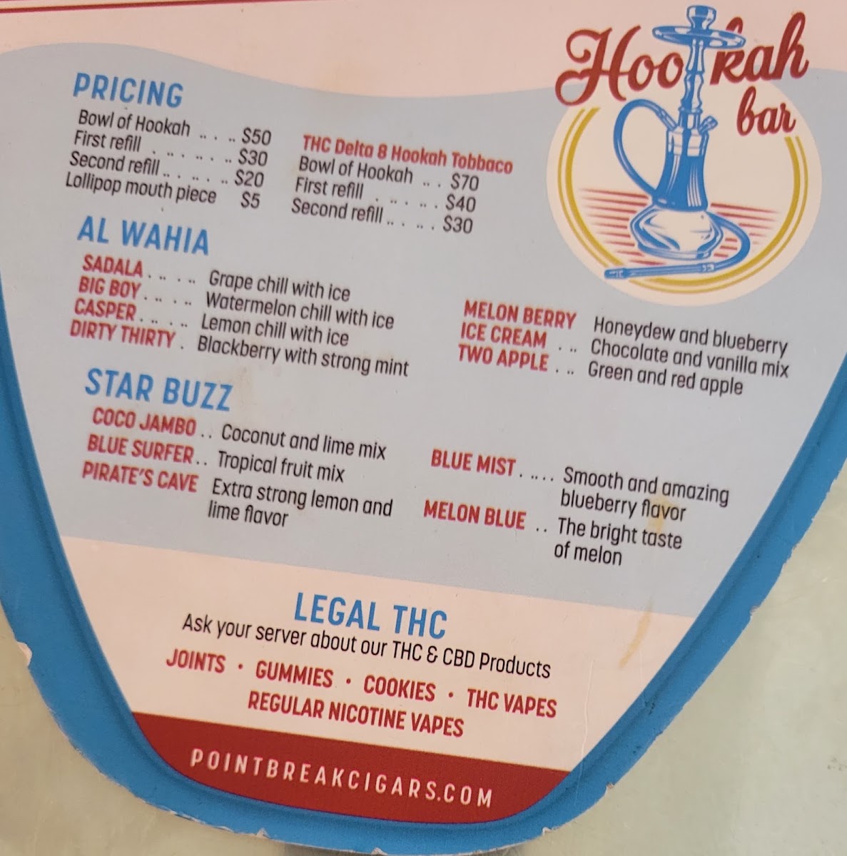 Point Break Café Key West menu board