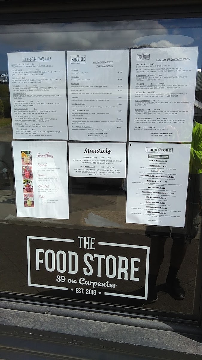 The Food Store menu board