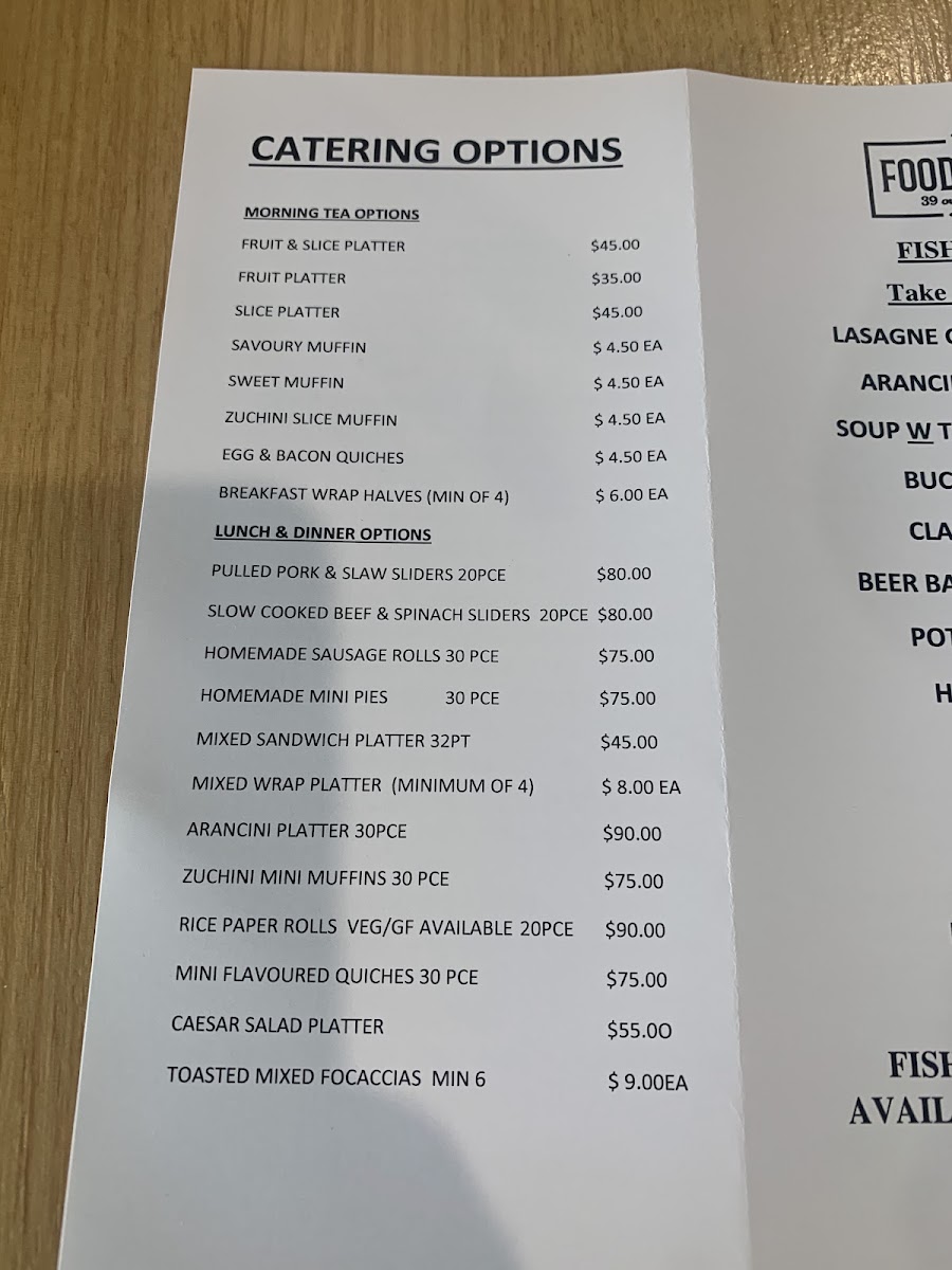 The Food Store menu board