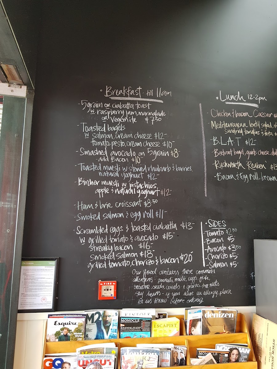 Rushworth Cafe menu board