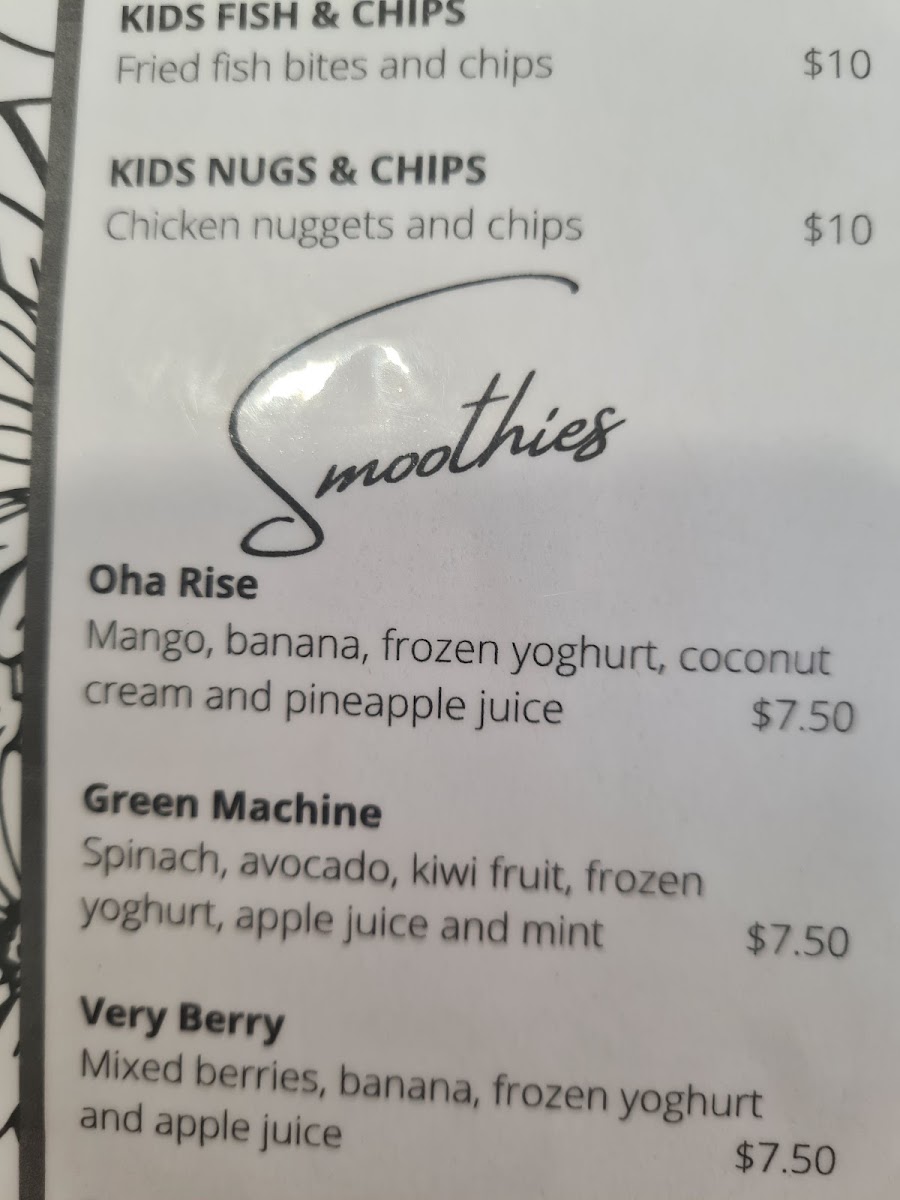 OHA Cafe menu board