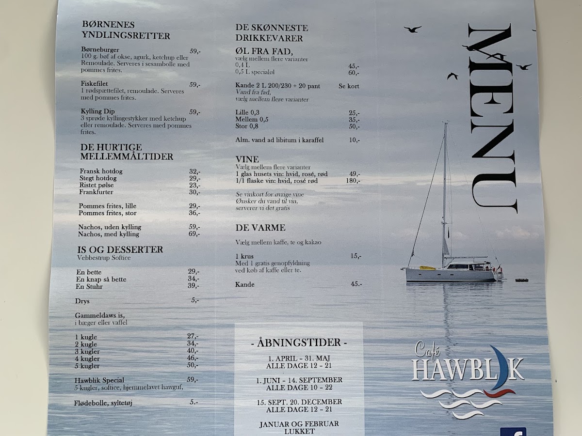 Café Hawblik menu board