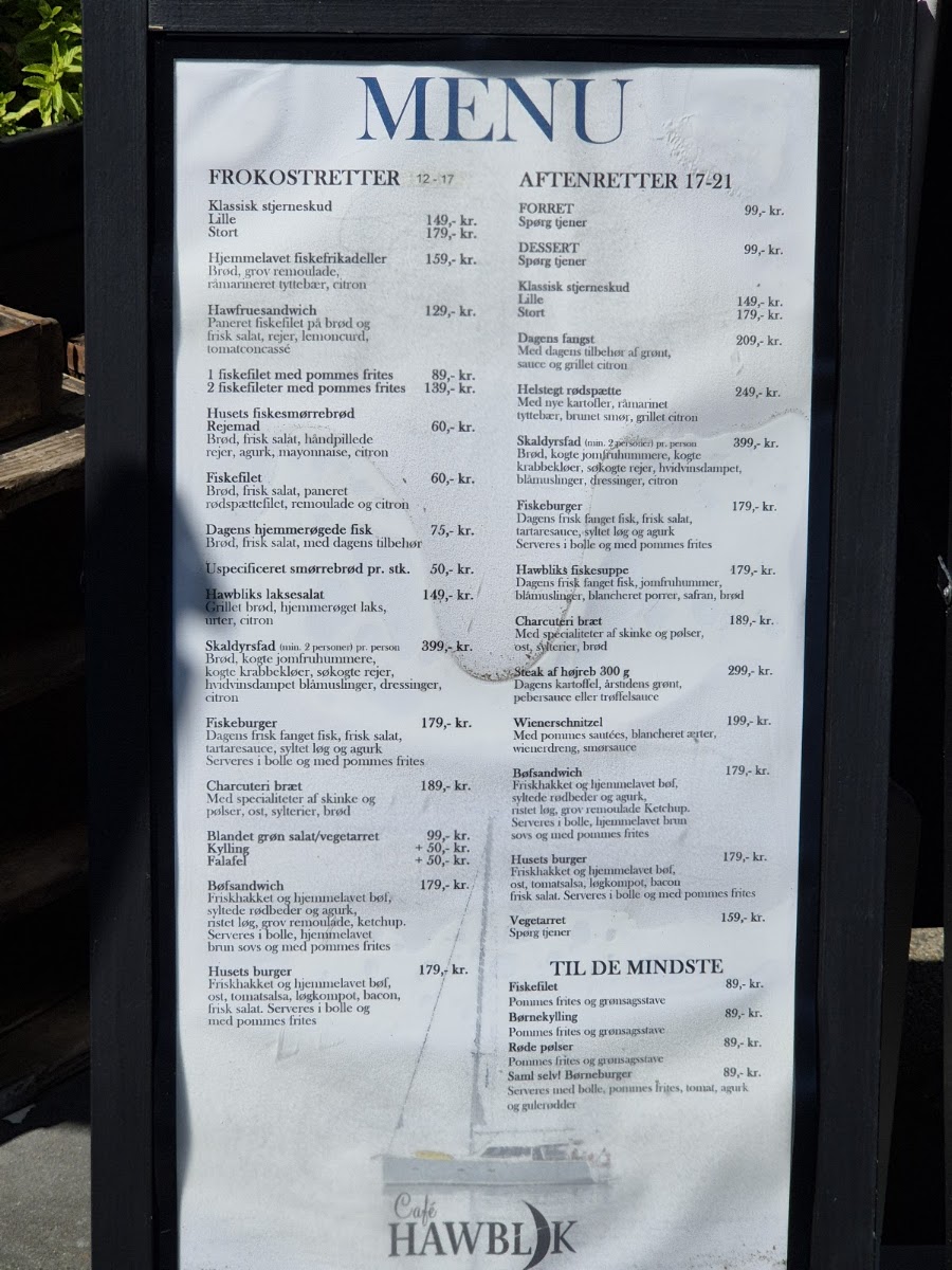 Café Hawblik menu board