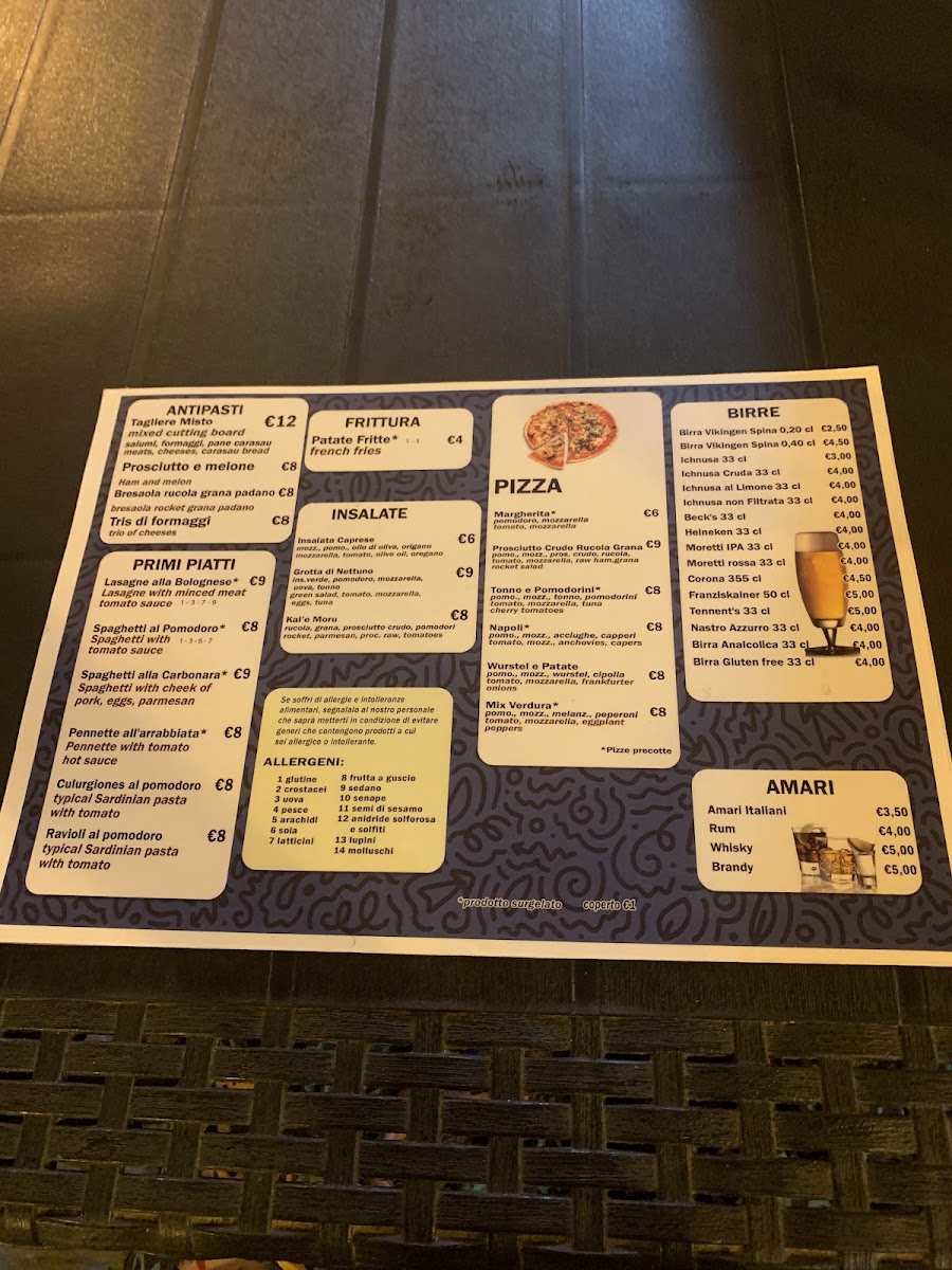 Cafè Dettori menu board