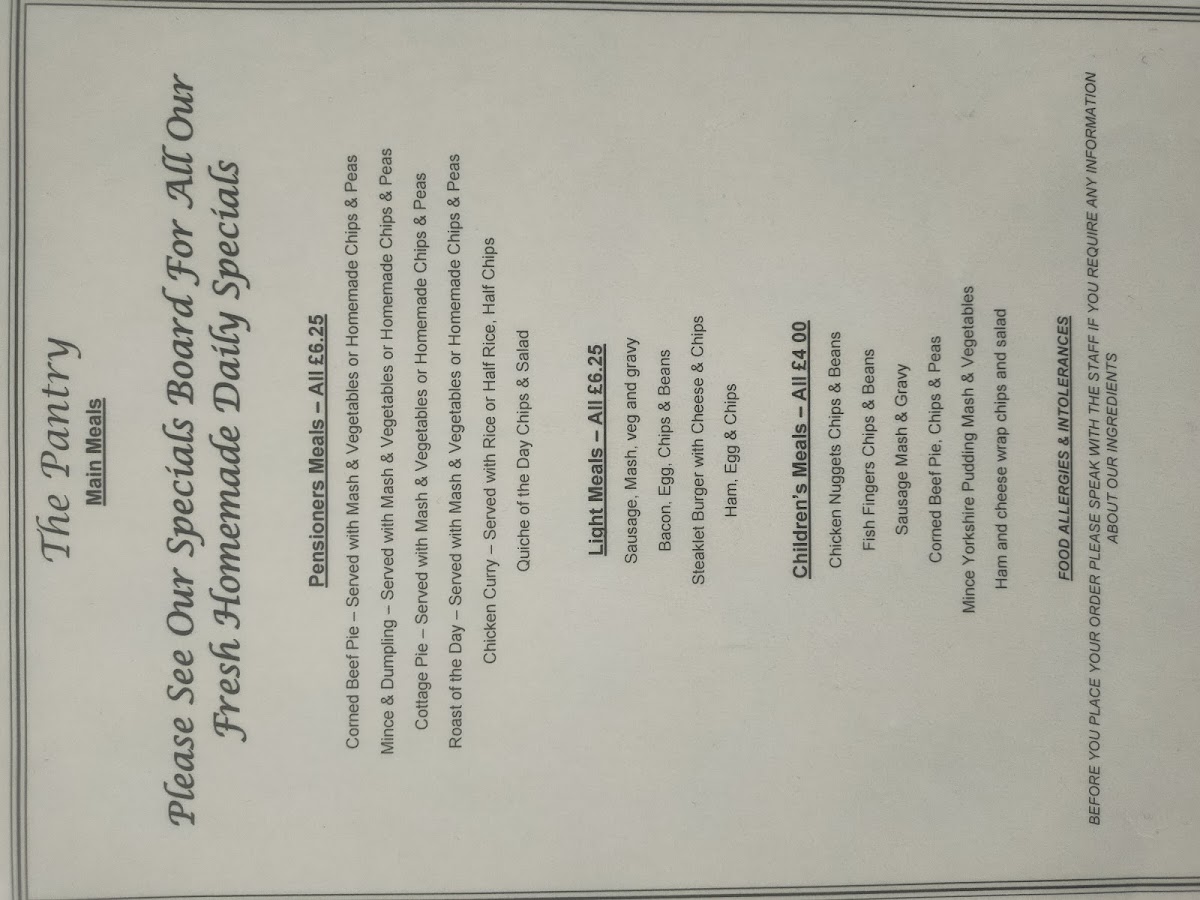 The Pantry menu board
